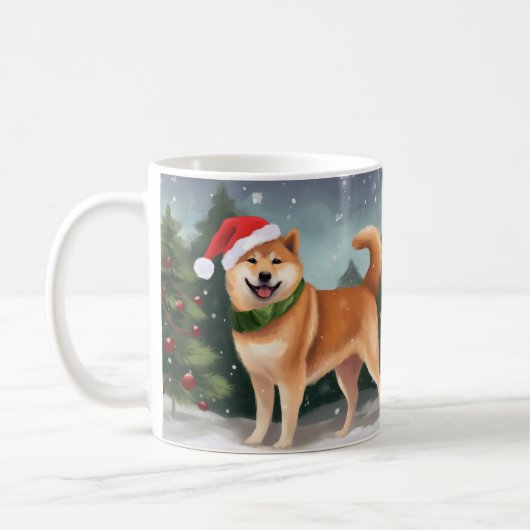 Mug Chien de Shiba Inu à Noël de neige (Gauche)