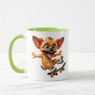 Mug Chien de skateboard de dessin animé Puppy brillant