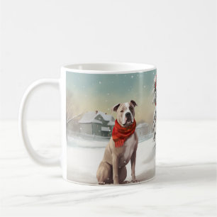 Mug Chien de Staffordshire américain dans la neige de