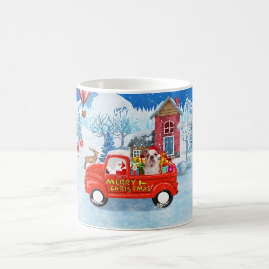 Mug Chien de taureau anglais dans la livraison de Noël (Centre)