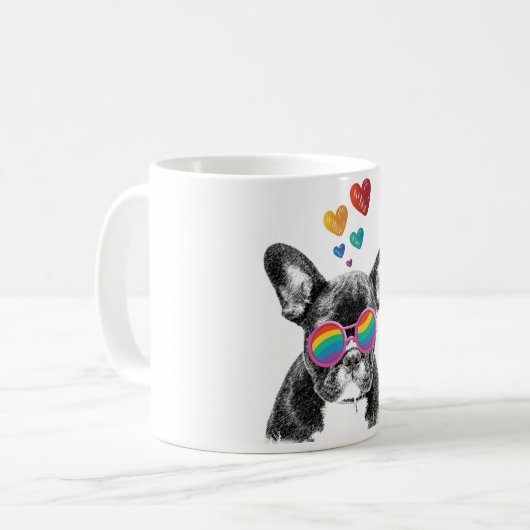 Mug Chien de taureau avec Coeurs Saint-Valentin (Devant gauche)