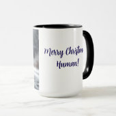 Mug Chien de taureau blanc Joyeux Noël Muet humaine (Devant droit)
