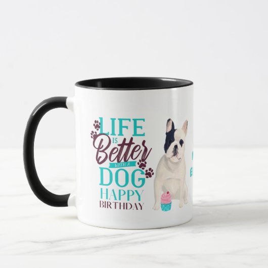 Mug Chien de taureau français chéri Aime l'anniversair (Gauche)