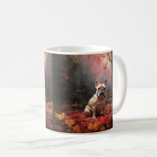 Mug Chien de taureau français en automne Leaves automn (Devant droit)