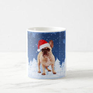 Mug Chien de taureau français en Noël de neige avec Sa