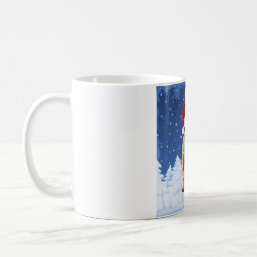 Mug Chien de taureau français en Noël de neige avec Sa (Gauche)