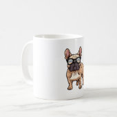 Mug Chien de taureau français portant des lunettes (Devant gauche)