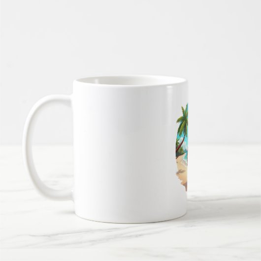 Mug Chien de taureau français sur une plage (Gauche)