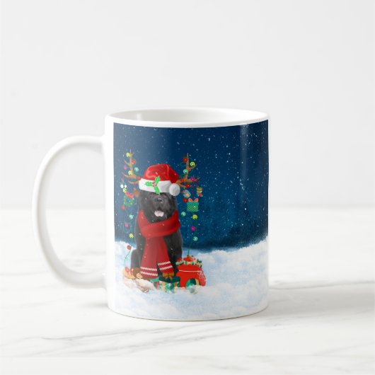 Mug Chien de Terre-Neuve avec cadeaux de Noël (Gauche)