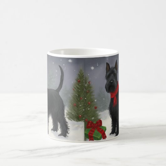 Mug Chien de Terrier écossais en Noël de neige (Centre)