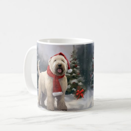 Mug Chien de Terrier rouillé en Noël de neige (Devant gauche)