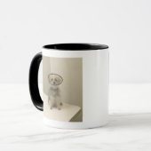Mug Chien de Terrier utilisant le collier protecteur (Devant gauche)