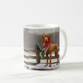 Mug Chien de Vizsla à Noël de neige (Devant droit)