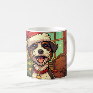 Mug Chien débraillé chapeau de Père Noël arbre de Noël