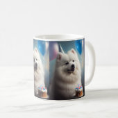 Mug Chien d'eskimo américain avec anniversaire de ball (Devant droit)