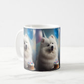 Mug Chien d'eskimo américain avec anniversaire de ball (Devant gauche)