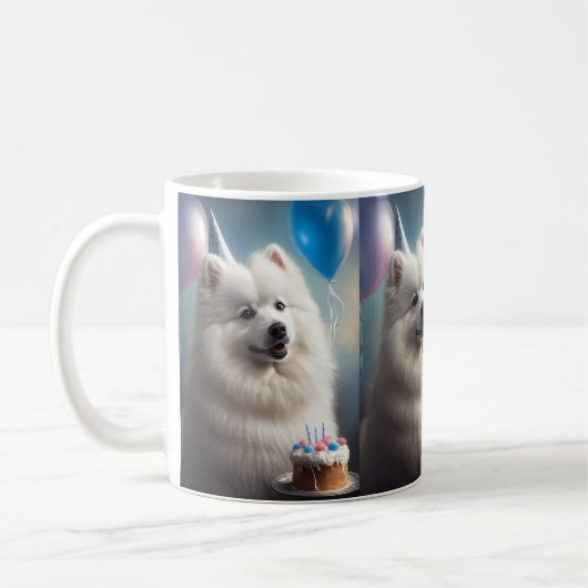 Mug Chien d'eskimo américain avec anniversaire de ball (Gauche)