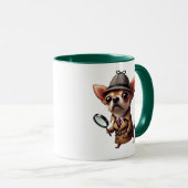 Mug Chien détective avec un look Sherlock Holmes. (Devant droit)