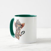 Mug Chien détective avec un look Sherlock Holmes. (Devant gauche)