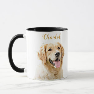 Mug Chien d'or retriever personnalisé Chien dessiné pe