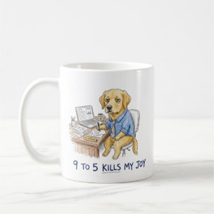 Mug Chien drôle Retriever 9 à 5 Tue Ma Joie Crayon