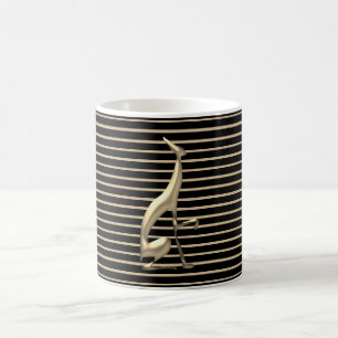 Mug Chien élégant de luxe à motif rayé noir et or