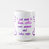 Mug Chien et Chat - Boire du café, Sauver les animaux, (Centre)