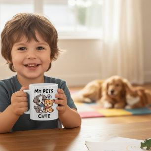 Mug Chien et chat de dessin animé mignons amis personn