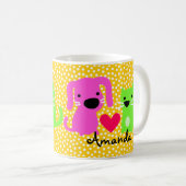 Mug Chien et chat et coeur mignons (Devant droit)