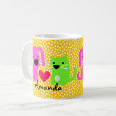 Mug Chien et chat et coeur mignons (Devant gauche)