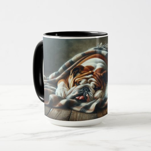 Mug chien et chat faisant la sieste ensemble. (Devant gauche)