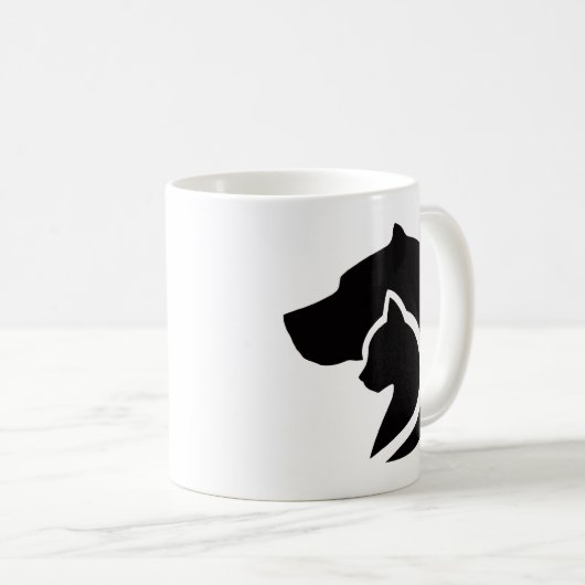 Mug Chien et chat noir et blanc (Devant droit)