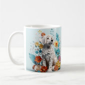 Mug Chien et fleurs blanc pastel imprimé 3D (Gauche)