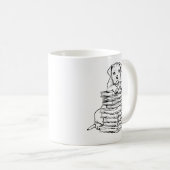 Mug Chien et Livres Line Art (Devant droit)