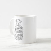 Mug Chien et Livres Line Art (Devant gauche)