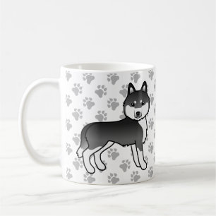 Mug Chien et pattes de caricature sibérien noir et bla