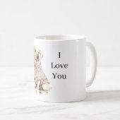 Mug Chien Fleurs Roses Pull Je T'Aime (amour de chiot) (Devant droit)