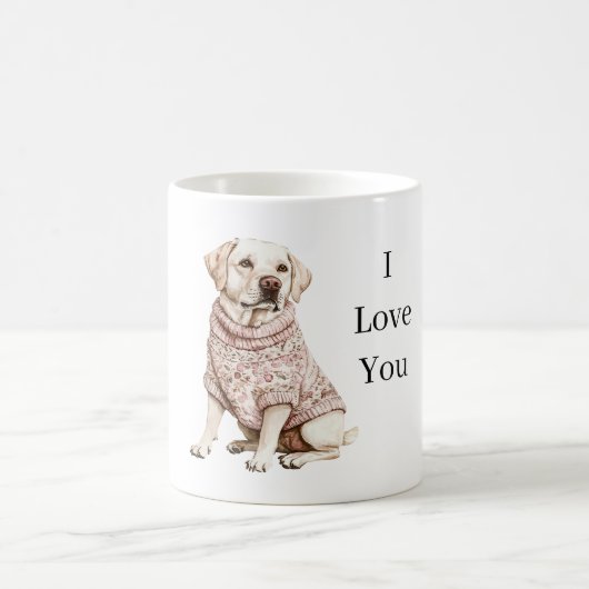 Mug Chien Fleurs Roses Pull Je T'Aime (amour de chiot) (Centre)