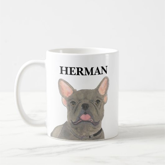 Mug Chien français bleu gris bleu personnalisé (Gauche)