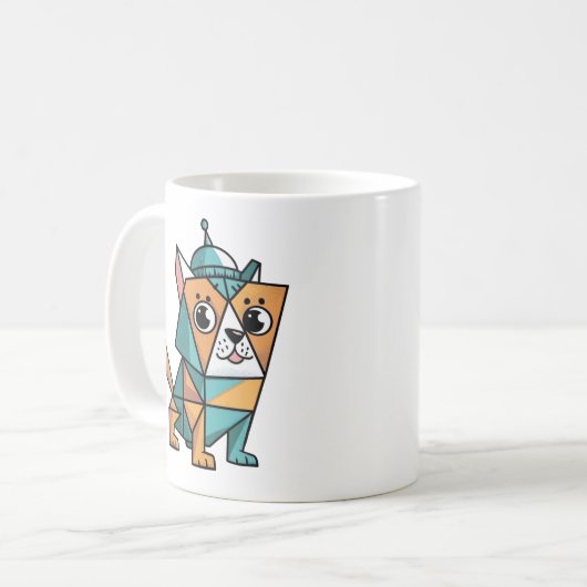 Mug Chien géométrique coloré (Devant gauche)