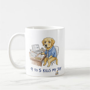 Mug Chien Golden Retriever drôle 9 à 5 Tue Ma Joie Cra