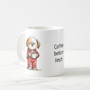 Mug Chien Grincheux Drôle - Café Avant de Jouer