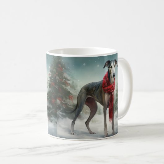Mug Chien gris à Noël de neige (Devant droit)