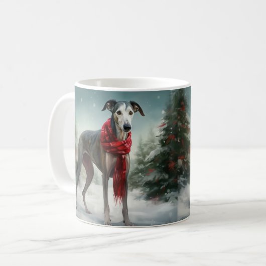Mug Chien gris à Noël de neige (Devant gauche)