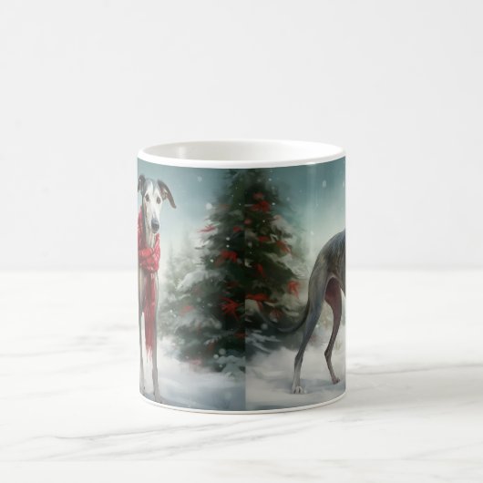 Mug Chien gris à Noël de neige (Centre)