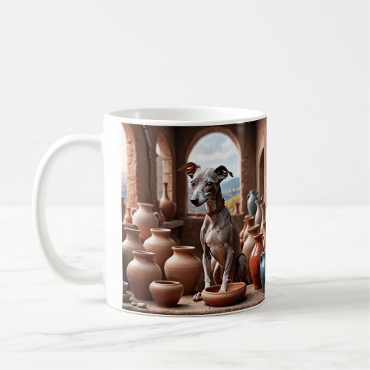Mug Chien gris italien dans la salle de poterie (Gauche)
