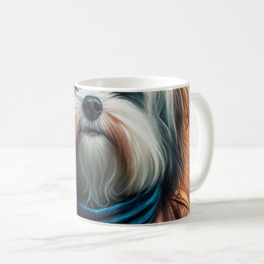 Mug Chien Havanais en vélo peinture numérique (Devant droit)