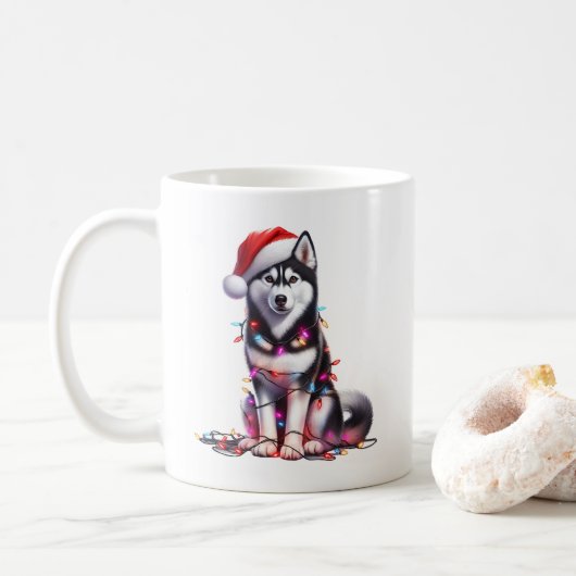 Mug Chien Husky Chiot Noël (Avec donut)