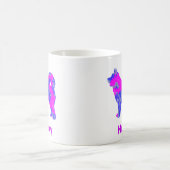 Mug Chien Husky Sibérien Rose, Bleu & Blanc (Centre)