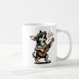 Mug Chien Jouant de la Guitare Chantant Chihuahua Drôl